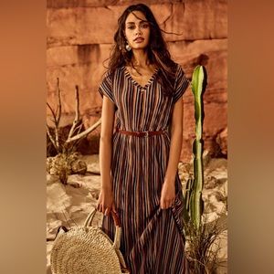 ZARA Trafaluc Multi Stripe Plissé Sleeveless Midi Dress Size Small